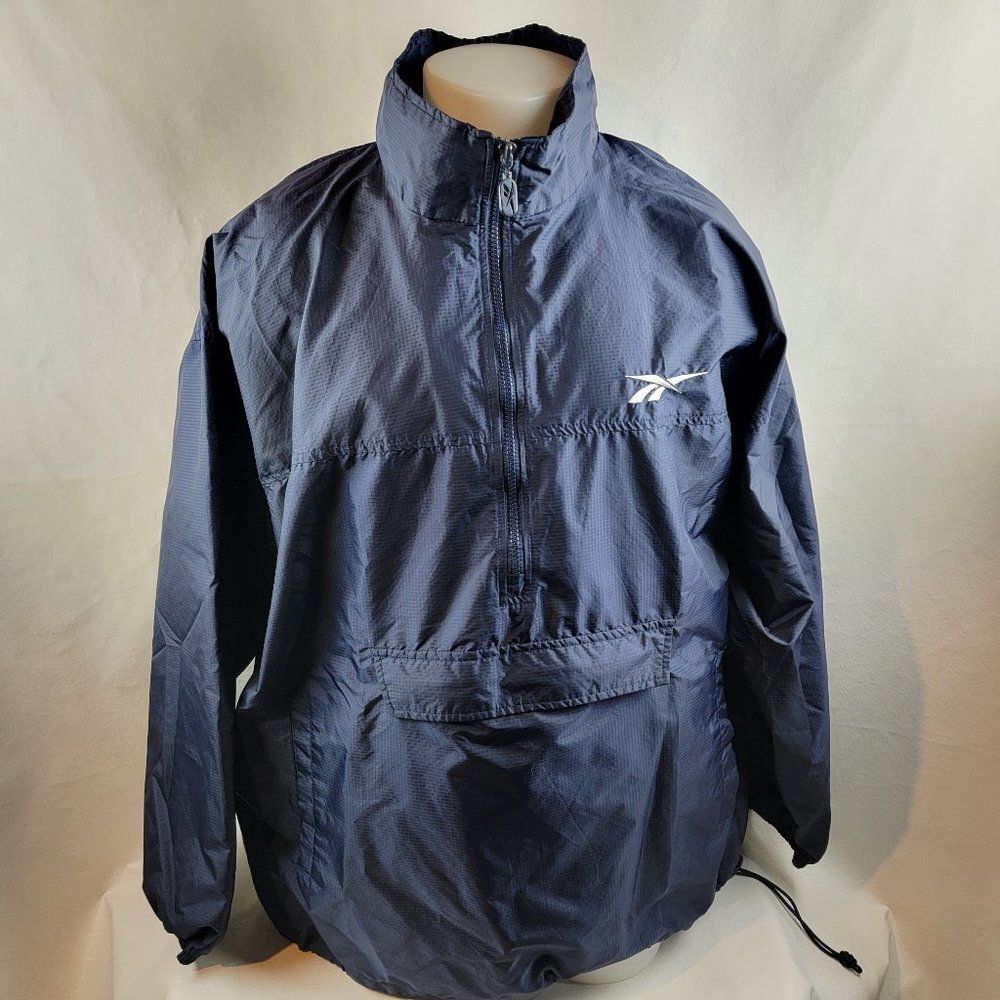 Reebok Jacket Mens XL Blue Windbreaker Pocket Athletic Sporty Lightweight Y2K